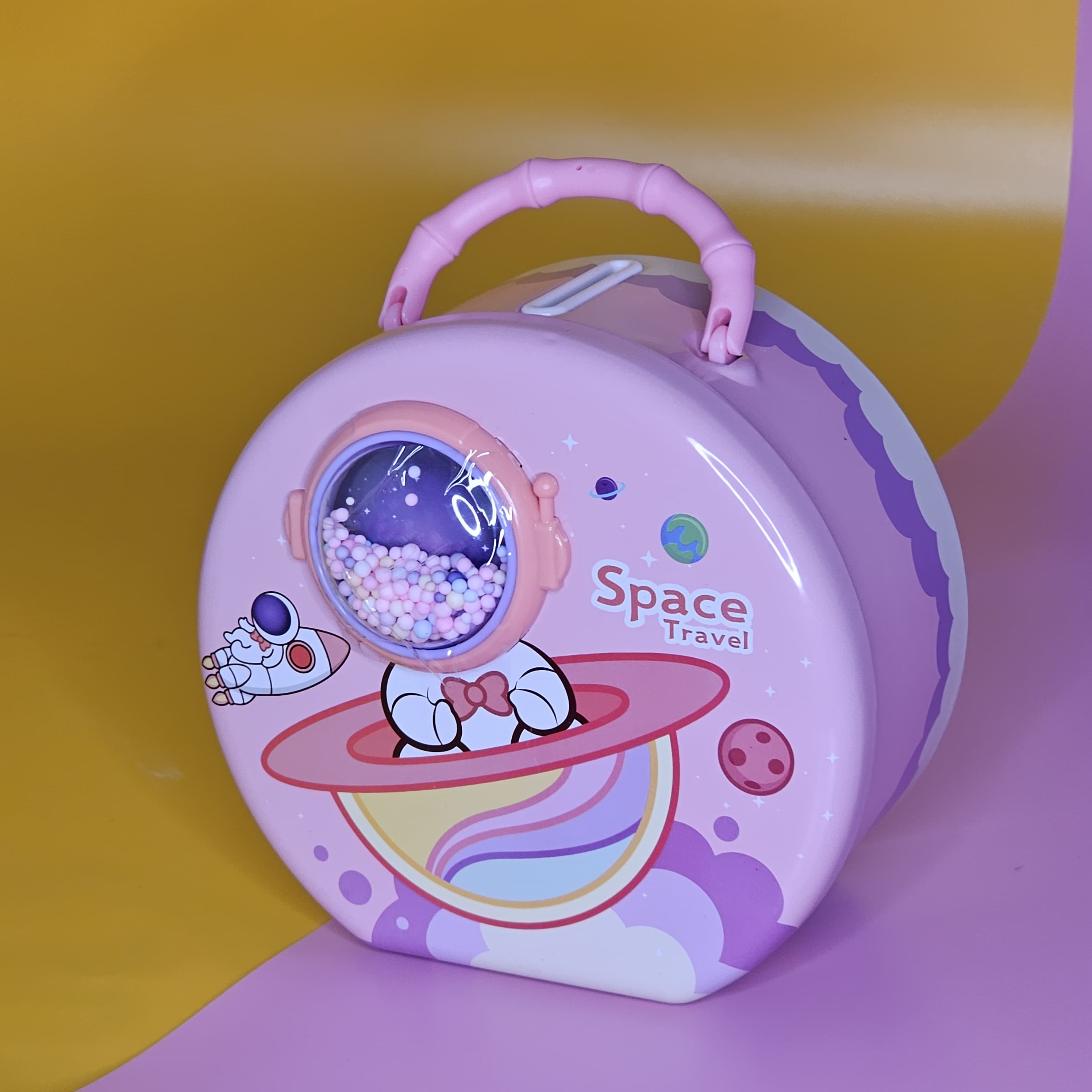 Space-Themed Metal Money Box with Lock & Key – Cute Astronaut & UFO Design Piggy Bank for Kids | Secure & Durable Savings Box with Transparent Coin Window | Ideal Return Gift for Birthdays, Parties & Special Occasions | Fun & Educational Gift for Children to Learn Money-Saving Habits | Available in Multiple Colors | Shop Now at www.usmile.toys